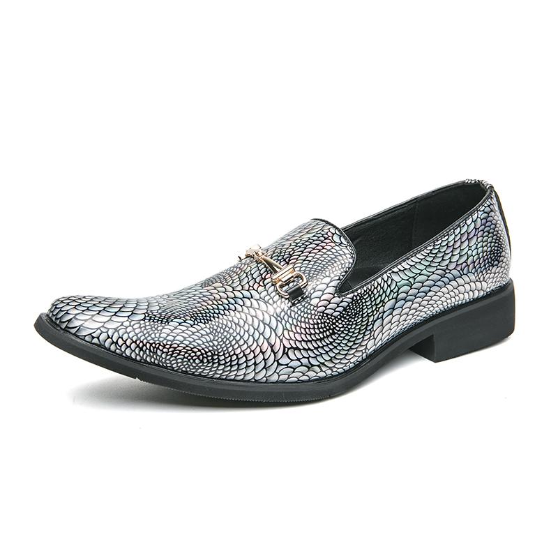 Мужская новая весенняя роскошная модная серебристая мужская обувь для ночного клуба, нескользящая, удобная, дышащая, блестящая, остроносая кожаная обувь