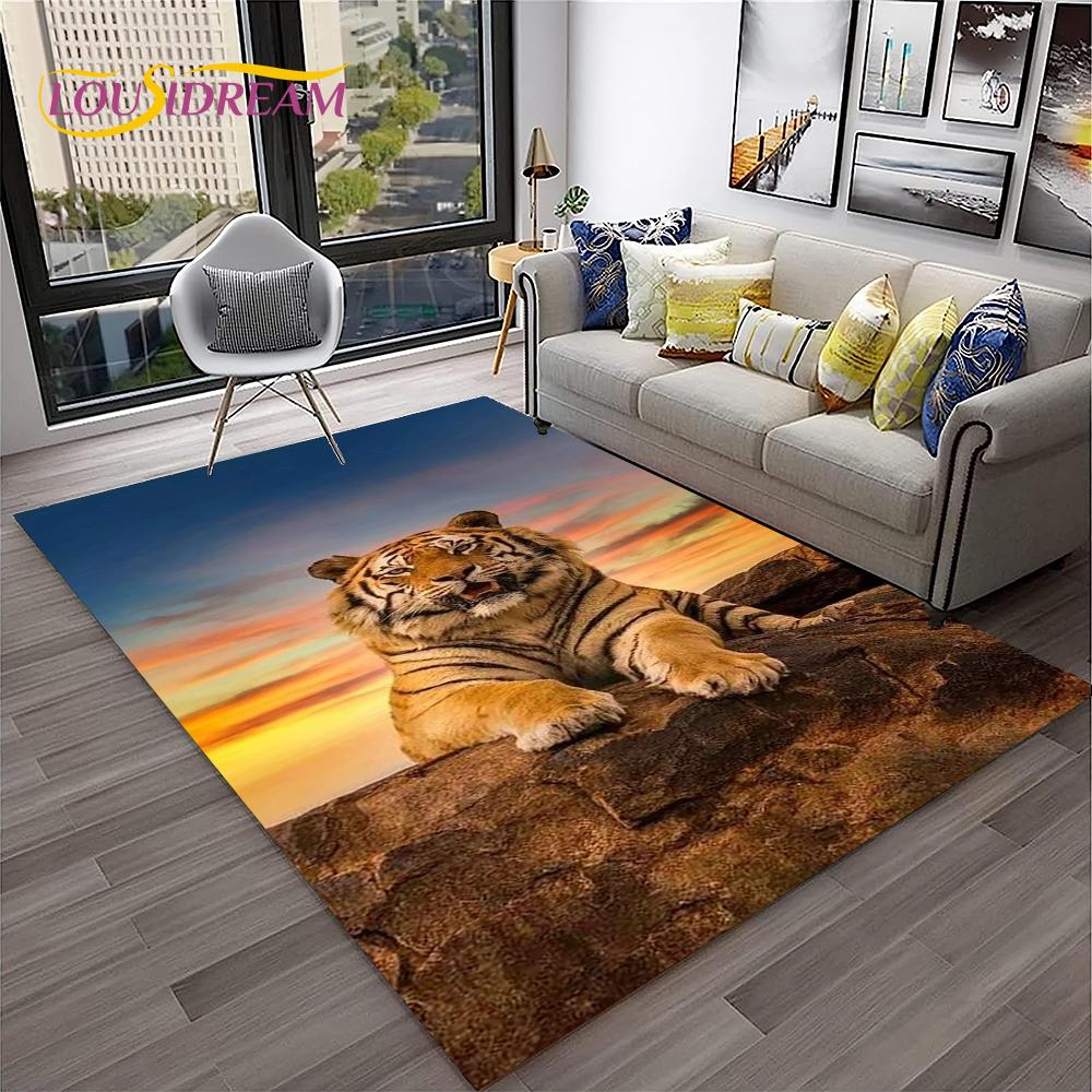 3D мультфильм Dream Tiger Animal Beast Ковер Ковер для дома Гостиная Спальня Диван Коврик Декор, Детский коврик Нескользящий напольный коврик