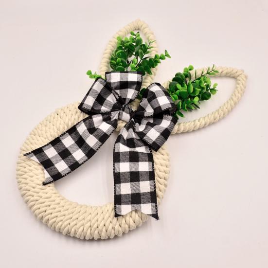 Пасхальный венок из пеньковой веревки, весенний венок с кроликом и бантом, пасхальная подвеска на дверь для фермерского дома, крыльца, двери, стены, окна