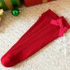 Sweet Dot Red Bowknot Stockings Stripe Grid Children Knee High Socks Stockings for Girl  Children