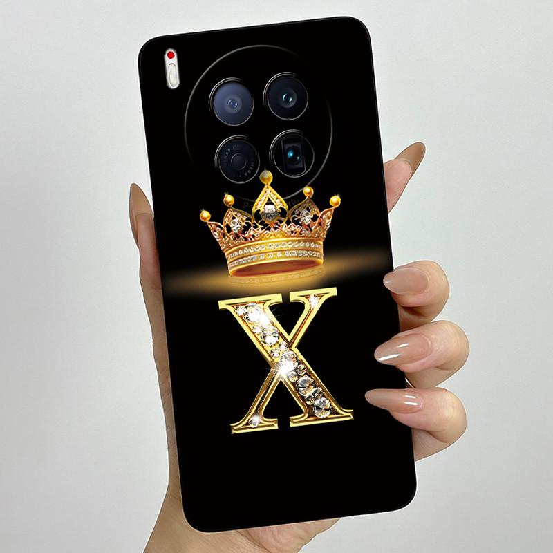Чехлы для телефона Tecno Camon 40 Premier 5G CM8 Чехлы с короной и начальной буквой Мягкий жидкий силикон Продвинутый корпус с защитой от отпечатков пальцев