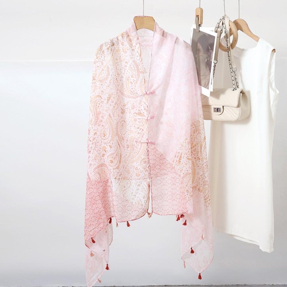 Paisley Sunscreen Scarf Shawl Knot Button National Style Cloak Elegant Cardigan Cape  Beachside