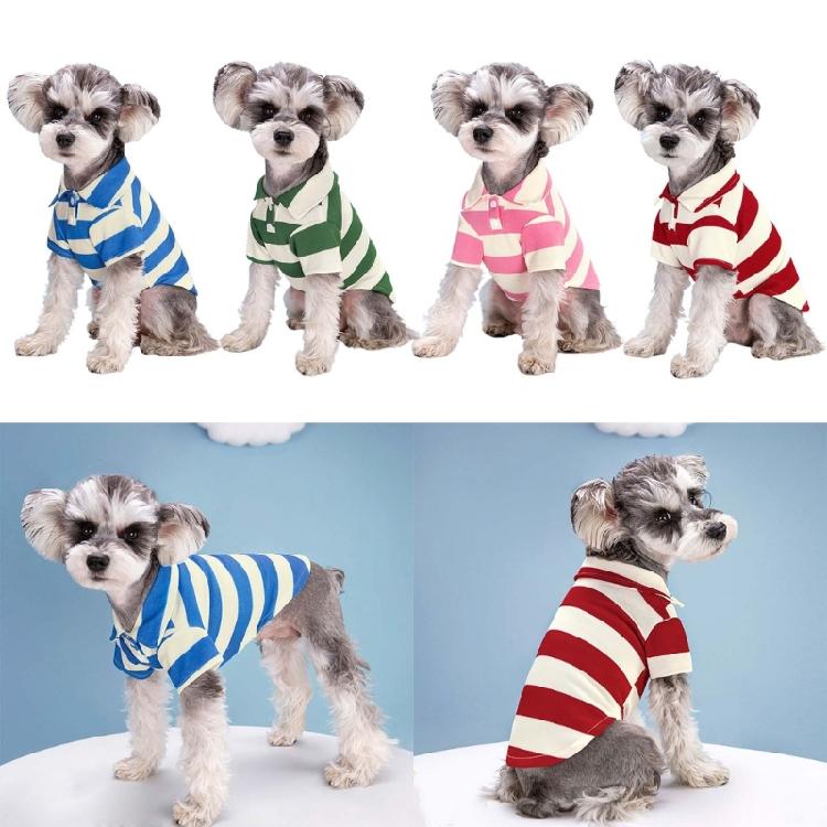 Dog Short Sleeved Shirt Casual PoloStriped T-Shirt Summer Clothing for Puppies