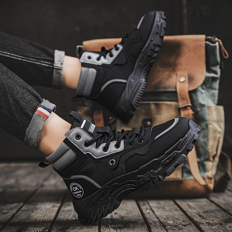 Мужские повседневные короткие ботинки, модные осенние дышащие тренировочные ботинки, легкие нескользящие походные ботинки для активного отдыха, мужская обувь на платформе