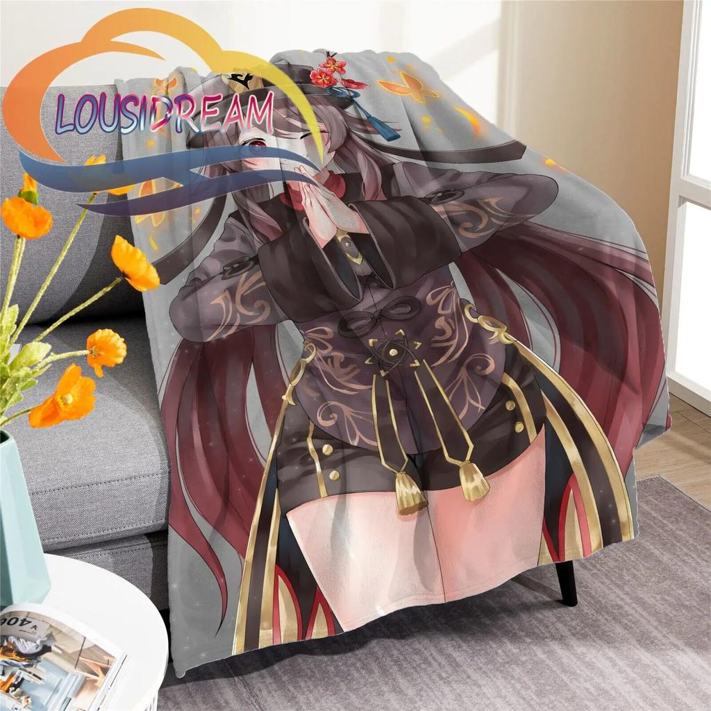 Adventure Game Genshin Impact Cartoon Flannel Blanket Cozy Bed  Lightweight Soft Throw  Sofa Quilt for All Seasons