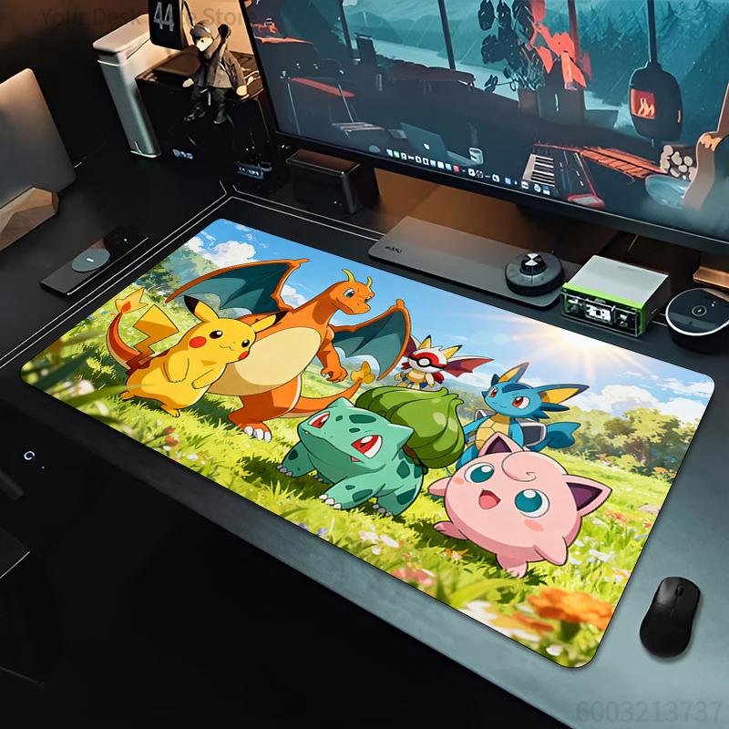 Mouse Pad Large Pokemon Squirtle Eevee Collection Gaming Mouse Pad Large Extended Desk Mat Cute Anime NonSlip Base for Gamer