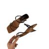 Niche Slope Heel Thin Belt Cool Slippers Fairy Shoes Wear 2024 New Summer French Medium High Heel Roman Sandals