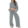 Fashionable Women's Two-piece Zipper Sweatshirt Wide-leg Sweatpants Casual Suit