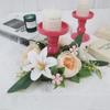 Artificial Flowers Candle Ring Simulated Mini Wreath Candlestick Wreath  Wedding Party Decoration