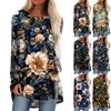 Женская мода повседневная блузка с длинным рукавом и круглым вырезом с принтом