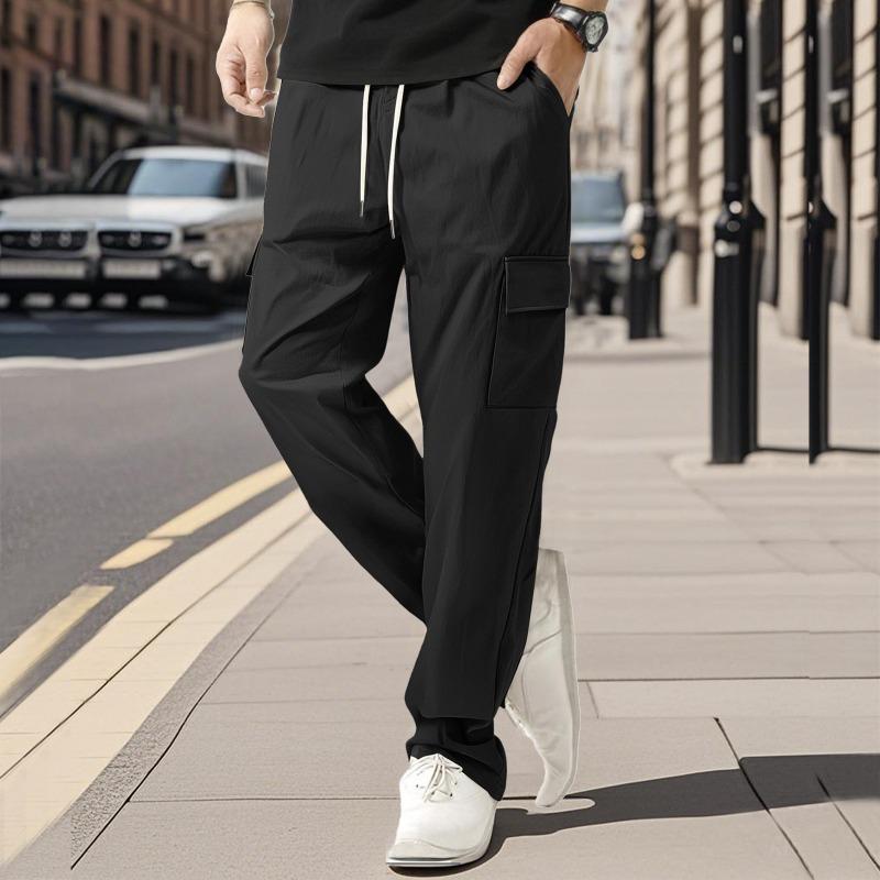 Прямые мужские повседневные брюки, свободные и тонкие, летняя модная спортивная быстросохнущая модель на завязках