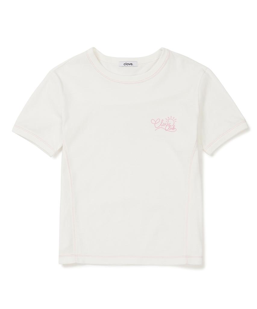 CLOVE [24Ss Clove] Футболка с декоративной строчкой (белый)
