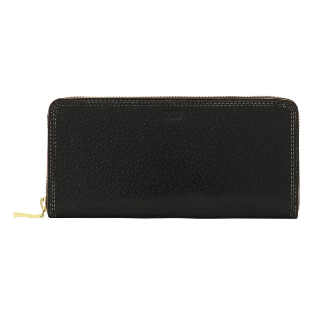 Long Wallet Round Zipper Genuine Leather Italian Leather 734606 Ternary Large Capacity Cowhide Black [Takeo Kikuchi] Men's [01]