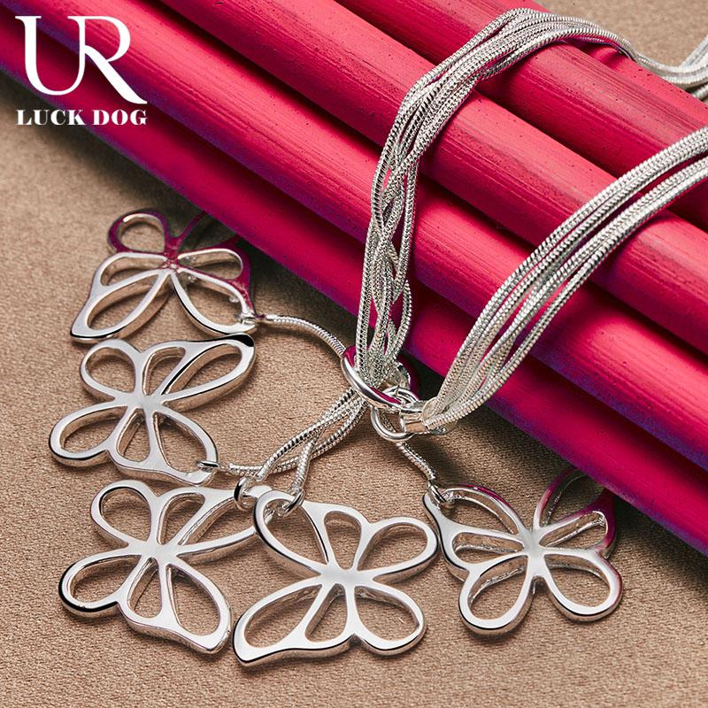 Ожерелье из стерлингового серебра 925 пробы с цепочкой-змейкой и бабочкой, модные свадебные украшения