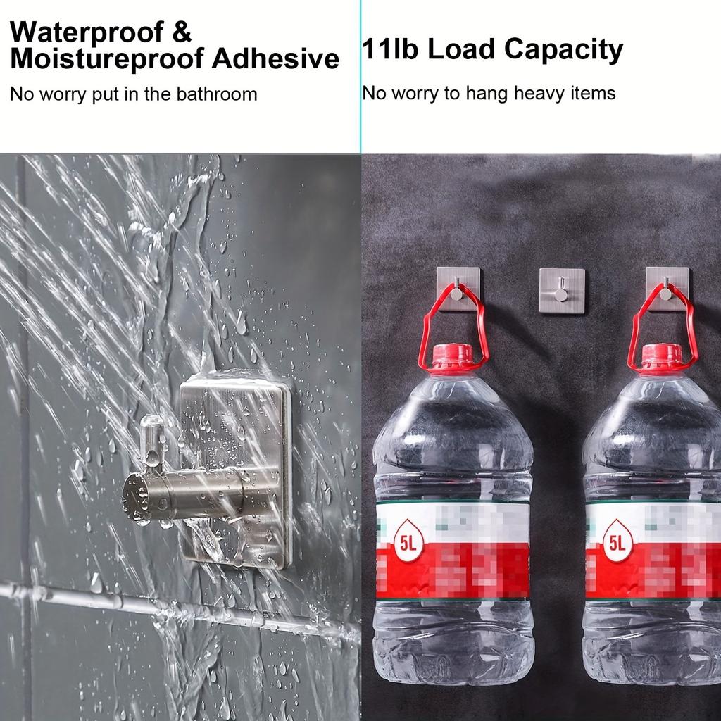 4PCS Heavy-duty Waterproof Stainless Steel Wall Hook for Easy Installation and Space Saving In Bathrooms and Bedrooms