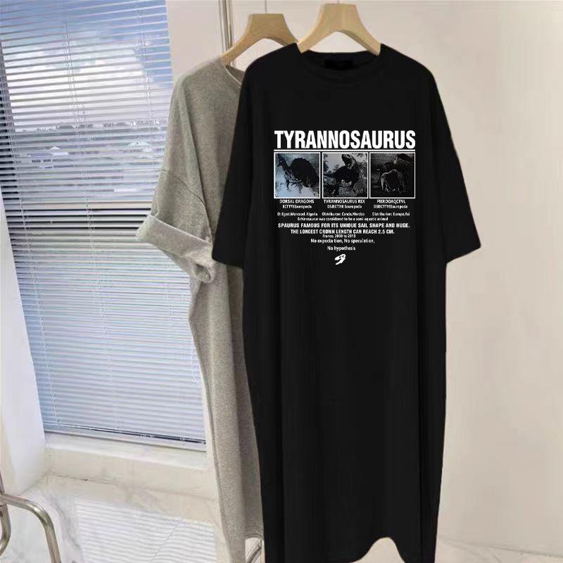 Новый летний топ для беременных, модный, из чистого хлопка, корейская версия, свободная футболка с короткими рукавами, юбка, платье средней и длинной длины