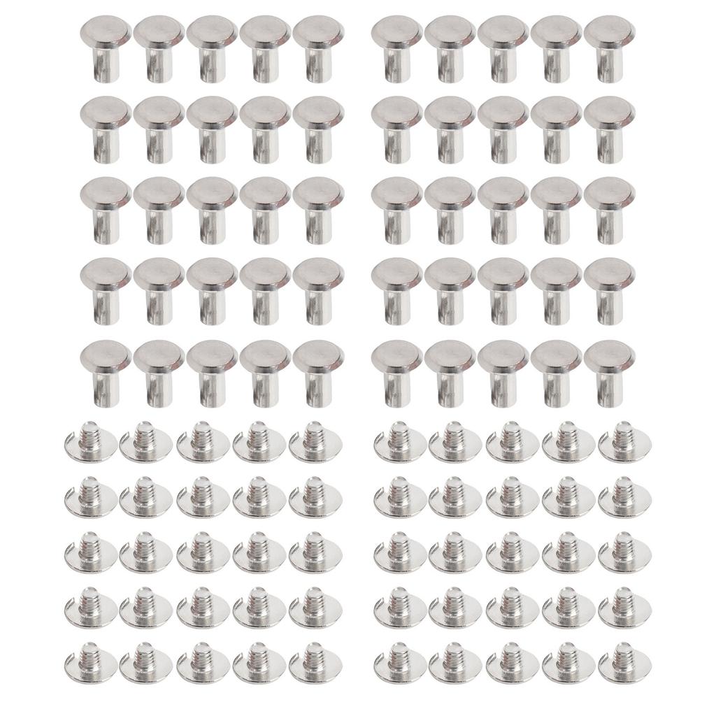 Набор из 50 комплектов винтов-заклепок M4 из нержавеющей стали с плоской круглой головкой, гайки-кнехты для забора для кожаных изделий