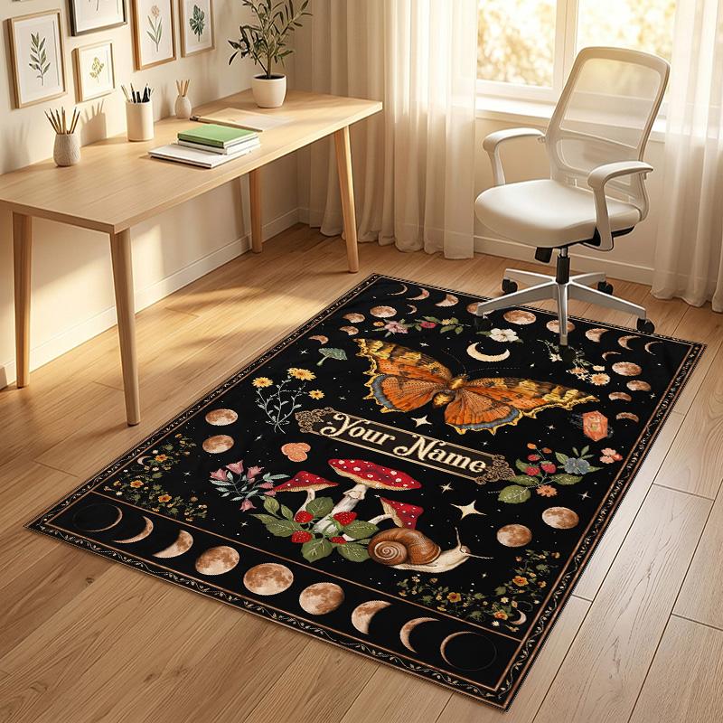 Bohemian Mandala Theme Soft Crystal Velvet Rug Custom Name & Text Print Non Slip Floor Rug for Bedroom Living Room