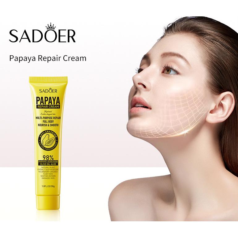SADOER Увлажняющий крем с папайей Защита от растрескивания Восстановление Увлажняющий для пяток шеи лица Универсальный крем для тела Средства для ухода за кожей