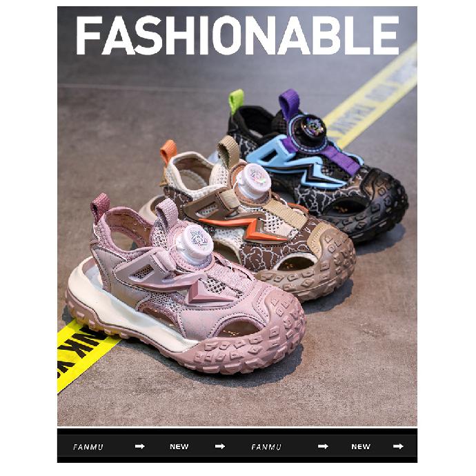 Children's Hollowed-Out Rotating Buckle Sports Sandals2026Summer stylish color-blocking casual shoes for boys and girls