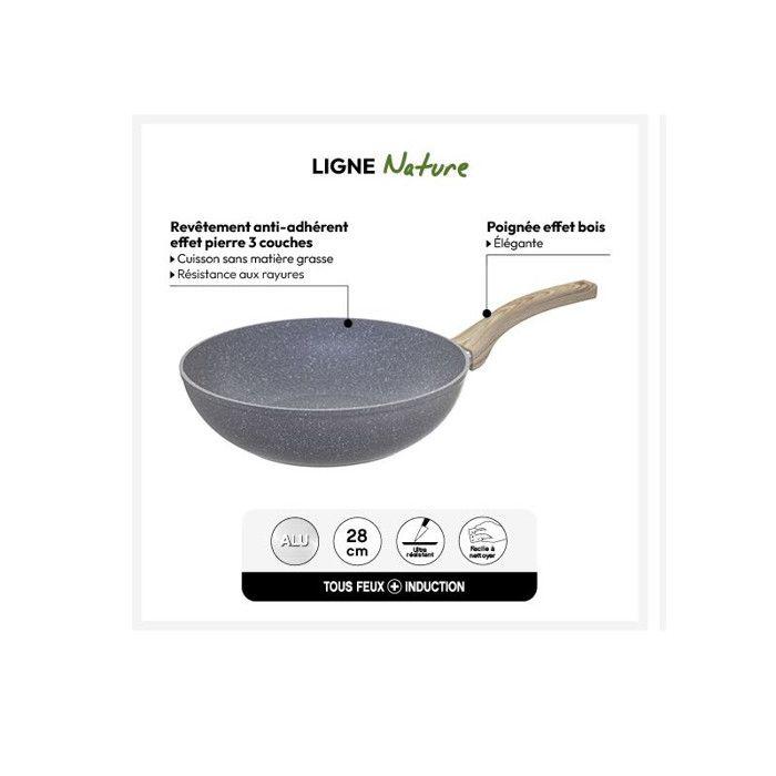 Wok aluminium forgé "Cuisson Nature" 28 cm