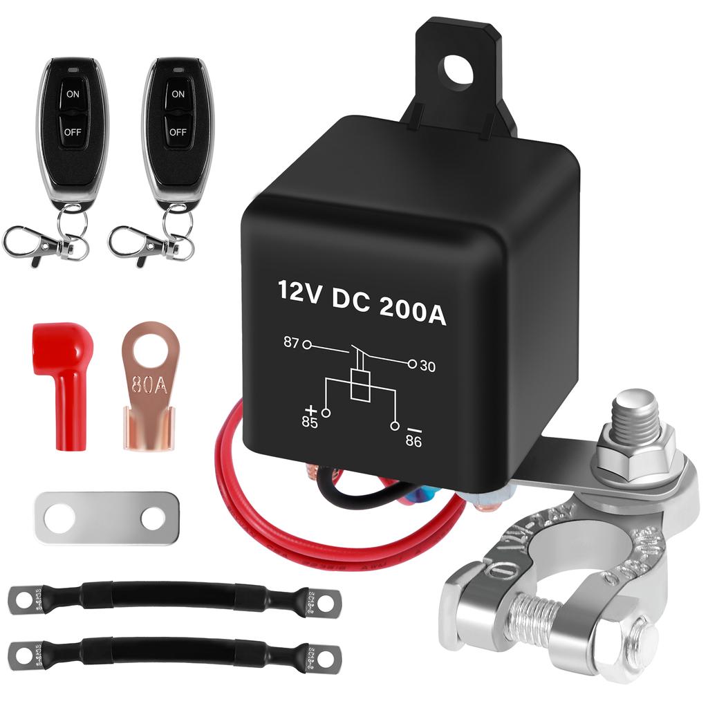 Remote Battery Disconnect Switch Kit DC 12V 200A Battery Cut Off Switch Anti-Theft Battery Kill Switch Shut Off Isolator for Car