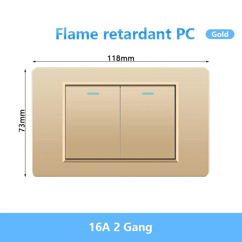 118 Тип Бразилия Корея Австралия США стандартный настенный выключатель света 16A панель ПК питание ВКЛ ВЫКЛ 1/2/3/4/Gang 2Way кнопочный переключатель
