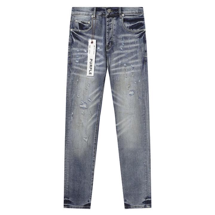 Фиолетовые рваные джинсы - Мужские модные осенние брюки в корейском стиле