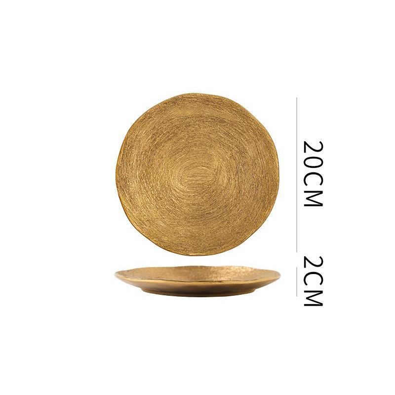 Матовая золотая керамическая тарелка для обеда, тарелка для стейка, тарелка для пасты, салатница, десертная миска, особая посуда для молекулярной кухни