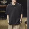 Men's American Retro Heavyweight Short-Sleeve Polo Shirt - Summer Loose Fit, Large Size, Trendy Lapel Tee