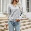 Vintage Fashion Elegant Casual Women's Autumn Loose Long Sleeve Gray Lace Sweater