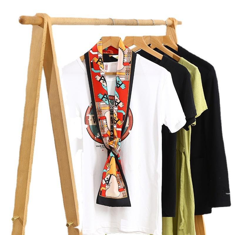 Шарф из искусственного шелка, сезонный маленький шарф, повязка на голову, длинный шарф, универсальный женский шарф с завязками