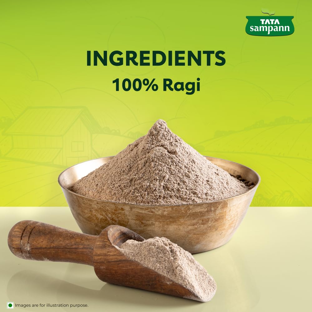 TATA Sampann Мука из проса Easy Cook Ragi Atta 500 г, богатая клетчаткой и кальцием, для мягких роти без трещин и легкого замешивания