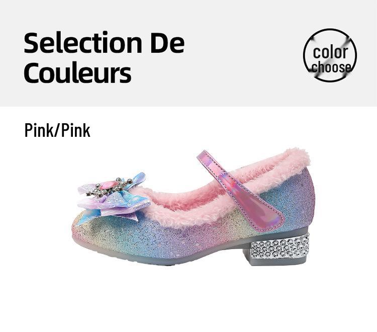 Хрустальные Туфли на Высокой Шпильке: Зимние ботинки для девочек на флисовой подкладке с дизайном в виде банта