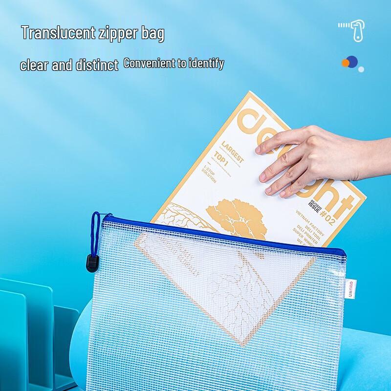 Deli A4 Mesh Zipper Document Bags - 20 Pack