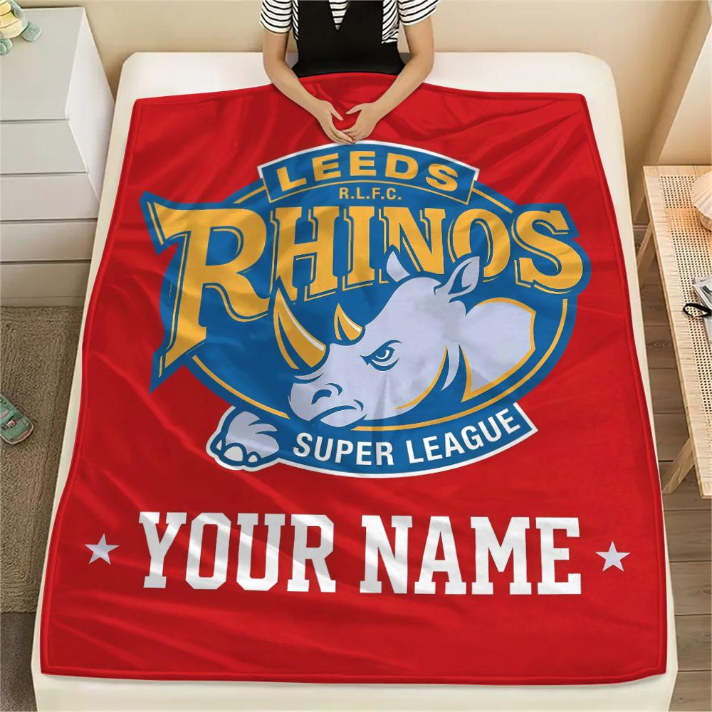 Custom Name Leeds Rhinos2 Flannel Blanket, High quality Comfortable for All Seasons, Home Decor, Warmth and Comfort