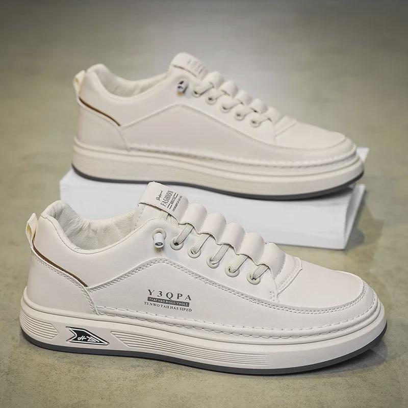 Мужские весенние повседневные кроссовки 2025 года: Модные британские кожаные туфли-слипоны