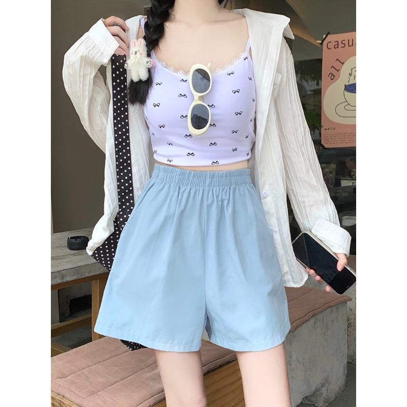 Large Size Elastic Waist Small Work Shorts for Women New Summer Fat Mm Wide-leg Pants Casual and Versatile