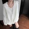 Simple Casual Lapel Zipper Knitted Cardigan Women's Clothing Autumn and Winter New Soft Waxy Loose and Thin Sweater Jacket