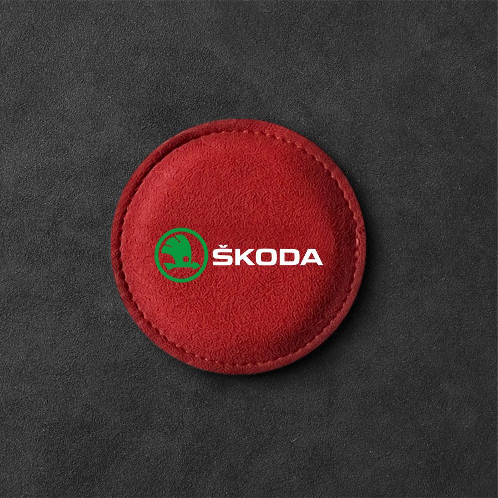 AAFM1 1/2/4pcs Car Water Cup Bottle Holder Anti-slip Pad Fur Mat For Skoda S Logo Octavia Mk3 Fabia 2 Superb 2 Kamiq Kodiaq VRS VII
