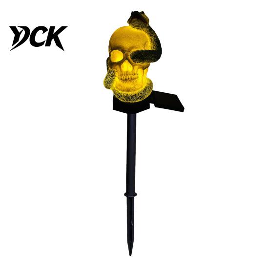 Dark Style Courtyard Ornaments Garden Skull Solar Light, See Hear Speak No Evil Spooky Automatic Dusk to Dawn Lighting Waterproof LED Light with Stake