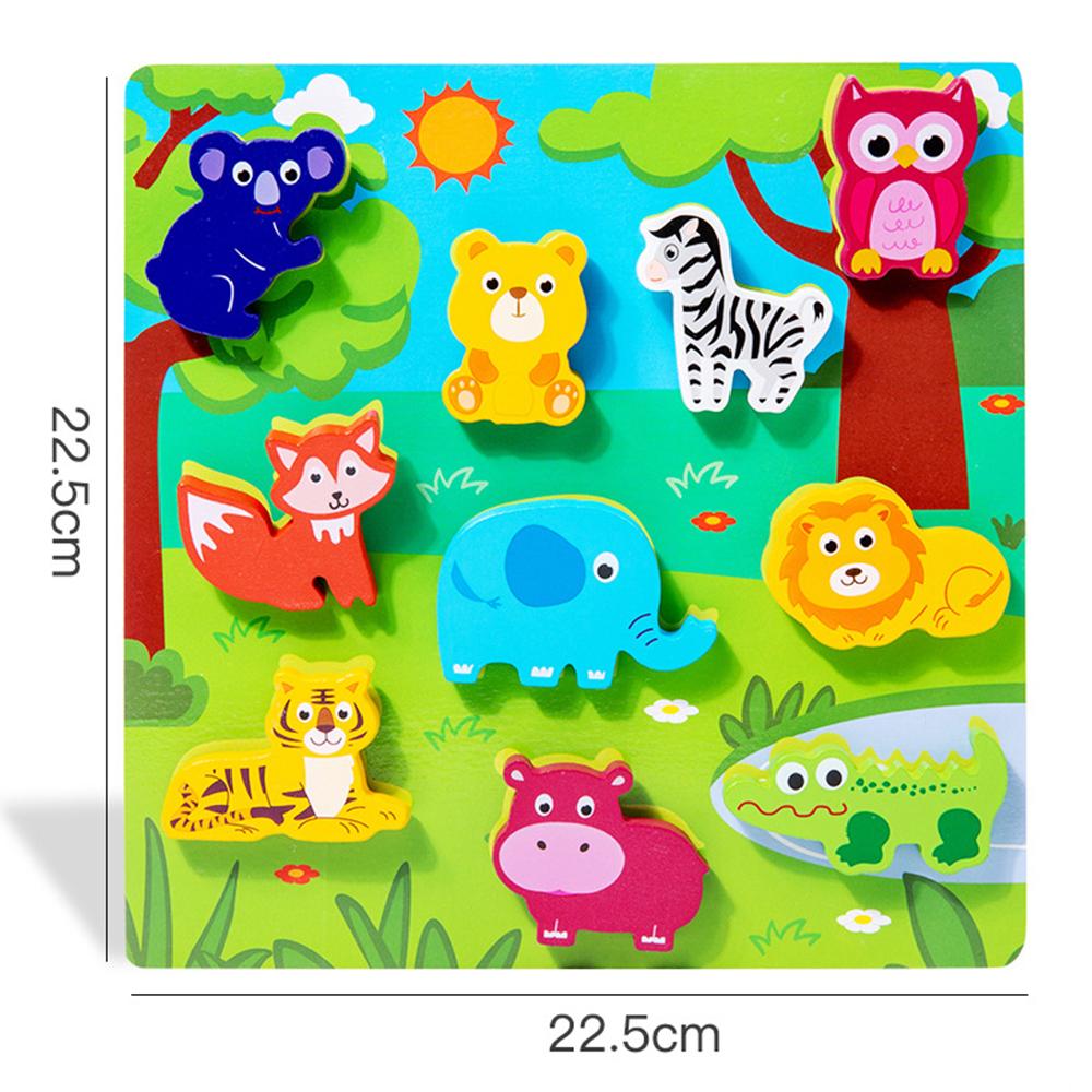 Wooden Montessori Toys Animal Transportation Sea Animal Fruits Early Education Fun 3D Paste Puzzle Toys for Children's Kids Gift