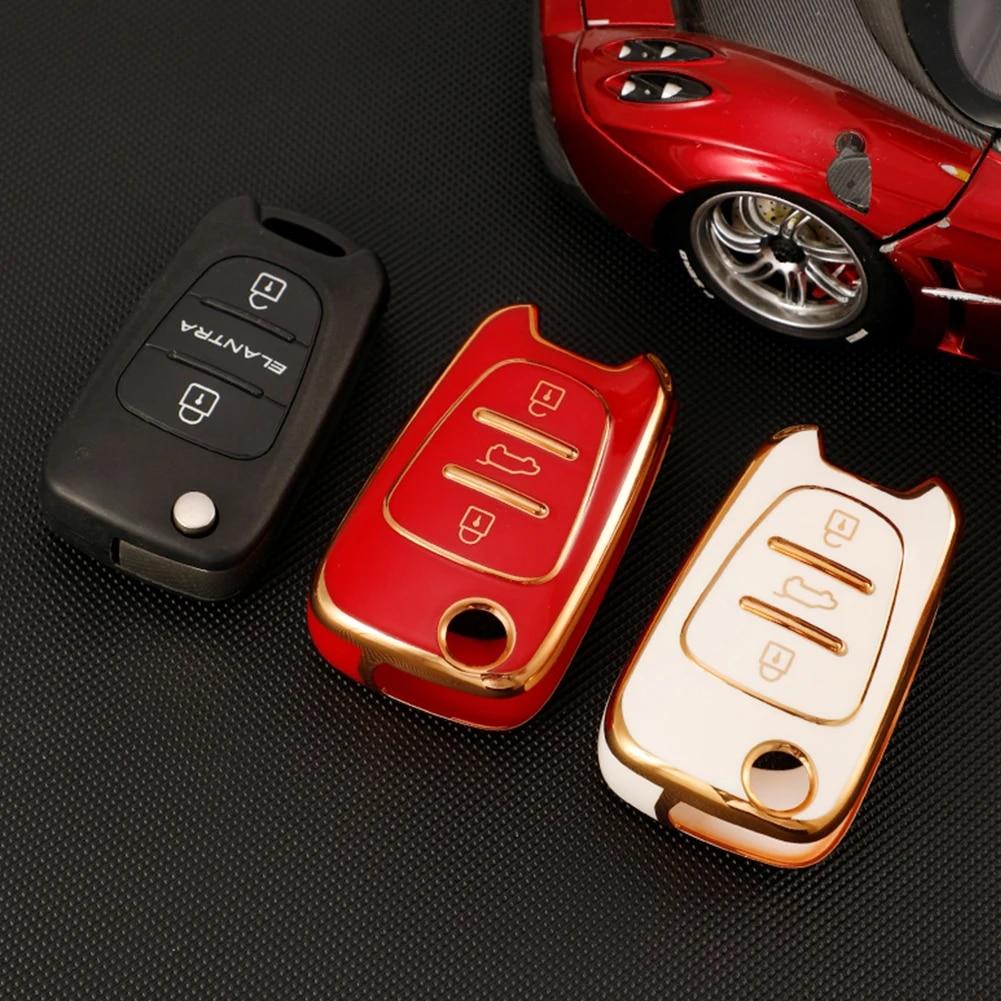 New TPU Car Key Case For Hyundai I20 I30 Elantra Azera Veracruz Veloster Kia Rio K7 K5 Sportage Sorento Flip Remote Cover