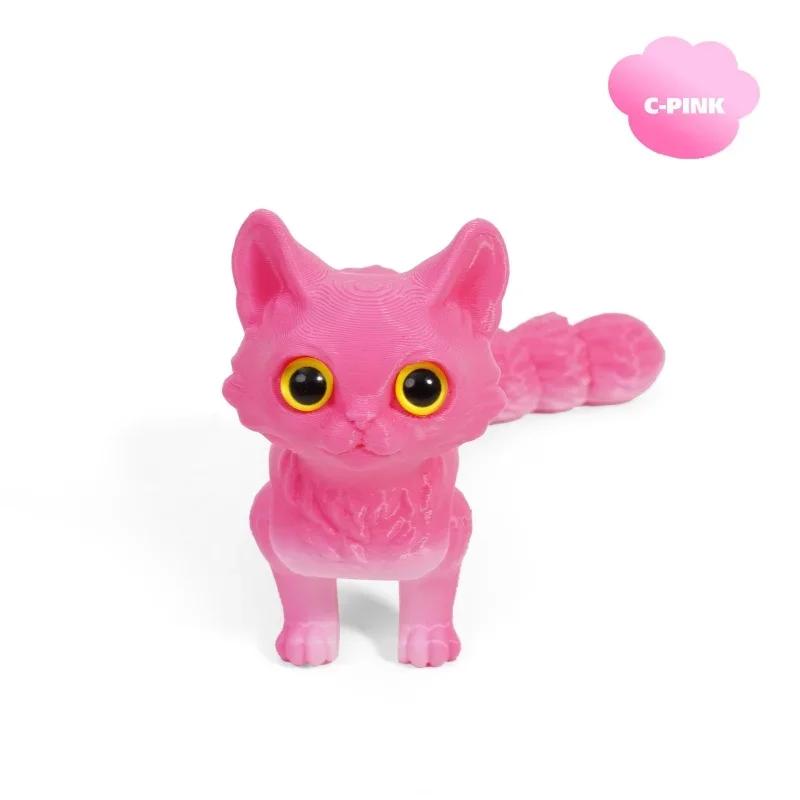 Creative 3d Printing Cute Cartoon Kitten Shape Luminous Color Ornaments Suitable For Home Office Desktop Decoration