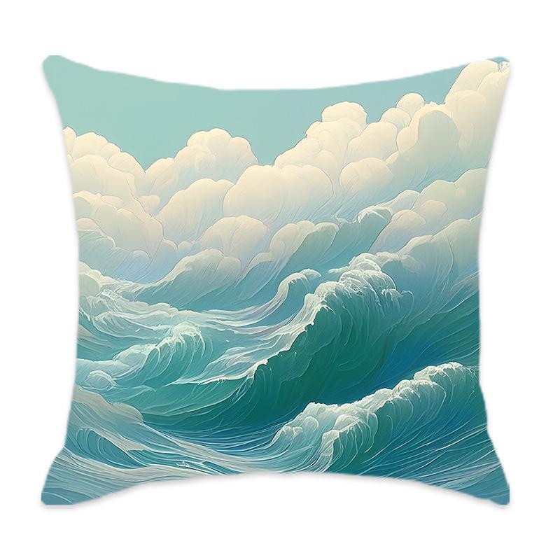 Comfortable Cyan Mountain Series Cushion for Car, Home, Bedroom, and Bedside