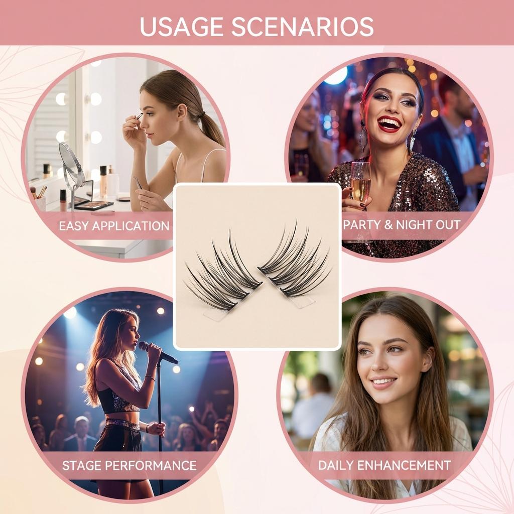Self Adhesive False Eyelashes for Women Natural Curly Lightweight Comfortable Stage and Daily Use