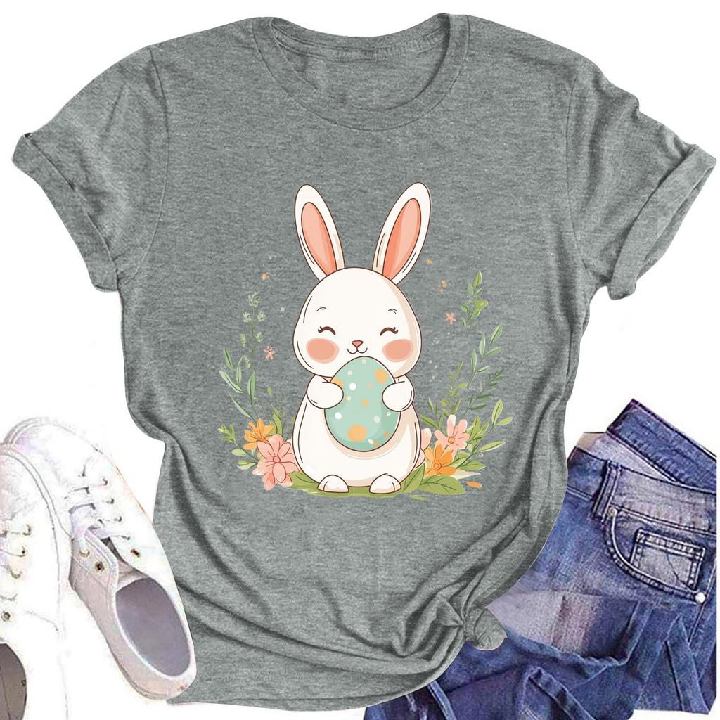 Women's Printed Round Neck Short-sleeved T-shirt Top