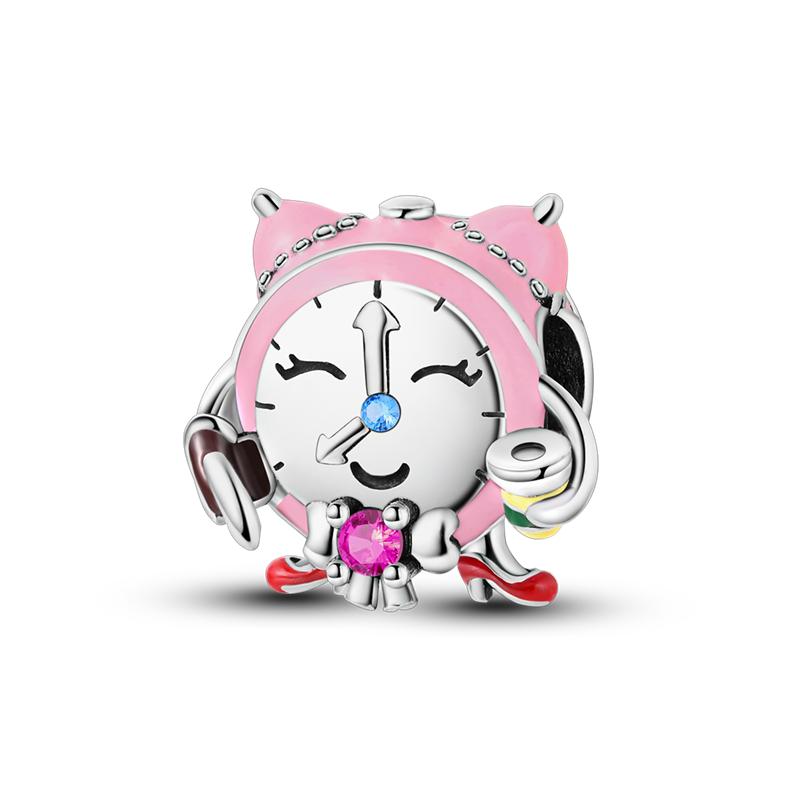 Copper Pink Collection Cat Paw Heart Bear Ice Cream Beads Fit Original Charms Bracelets Women Gift Jewelry Making