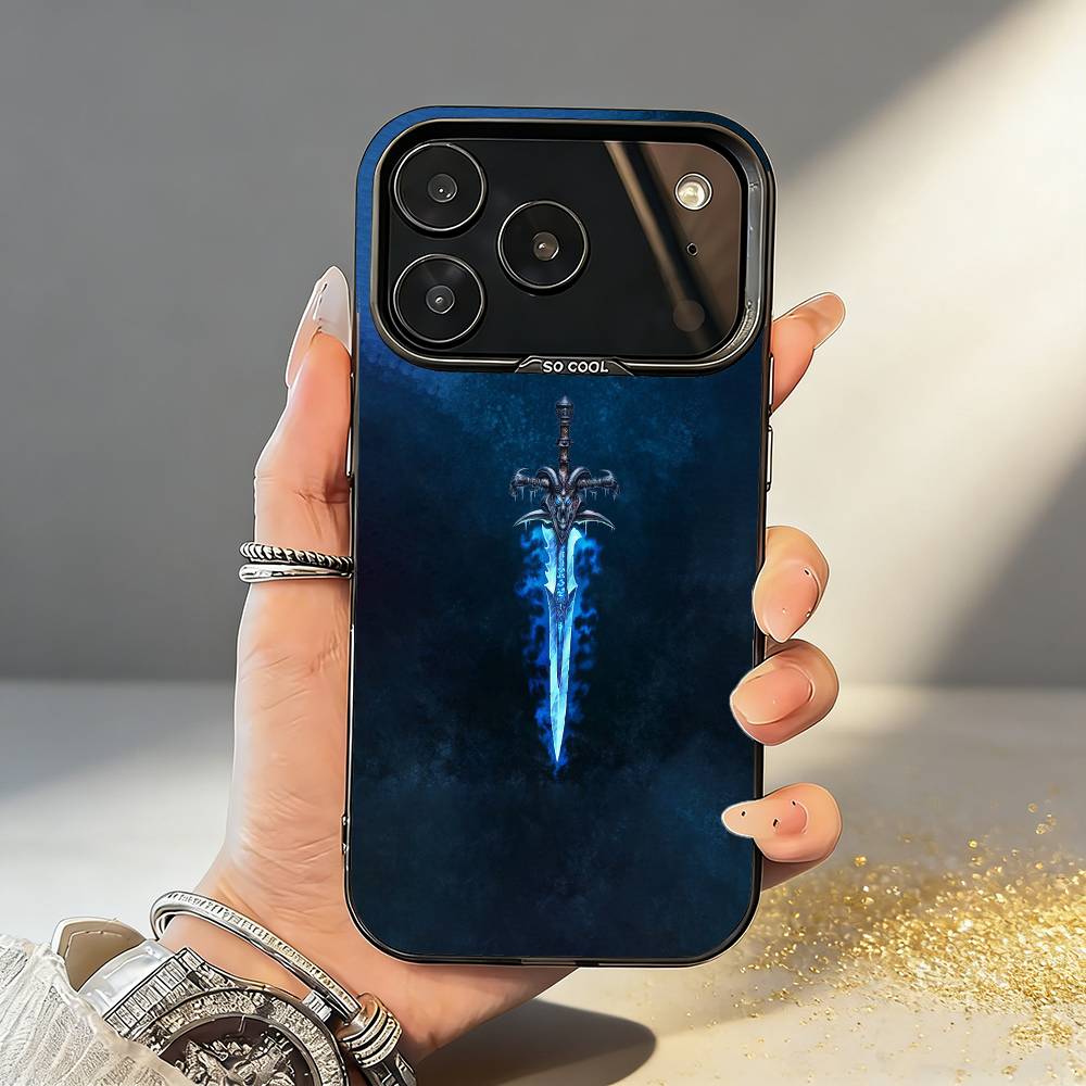 G-Game T-The W-World of W-Warcraft Phone Case For iPhone17 16 15 14 13 12 Pro Max Grey Black Matte Laser Metallic Aurora Funda