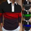 New Men's Zip Sweatshirt Casual Men's Gradient Digital Print Long Sleeve Polo